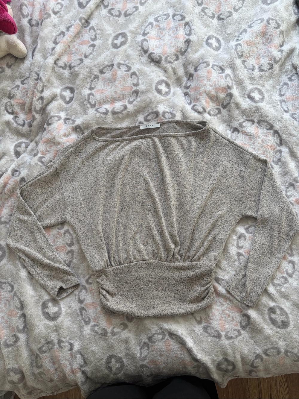 Off-Shoulder Heather Gray Women's Sweater